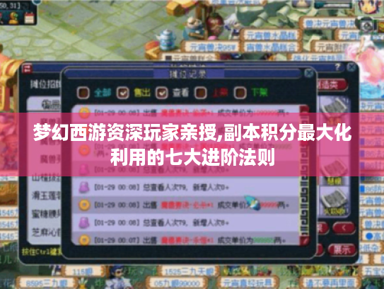 梦幻西游资深玩家亲授,副本积分最大化利用的七大进阶法则 梦幻西游资深玩家亲授,副本积分最大化利用的七大进阶法则