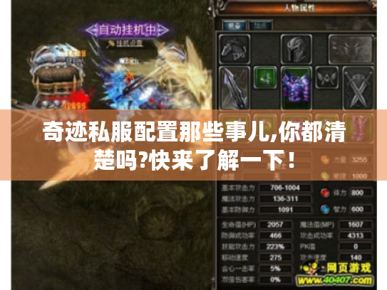 奇迹私服配置那些事儿,你都清楚吗?快来了解一下! 奇迹私服配置那些事儿,你都清楚吗?快来了解一下!