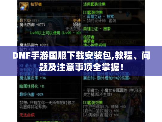 DNF手游国服下载安装包,教程、问题及注意事项全掌握! DNF手游国服下载安装包,教程、问题及注意事项全掌握!