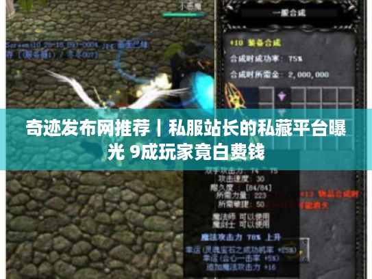 奇迹发布网推荐｜私服站长的私藏平台曝光 9成玩家竟白费钱