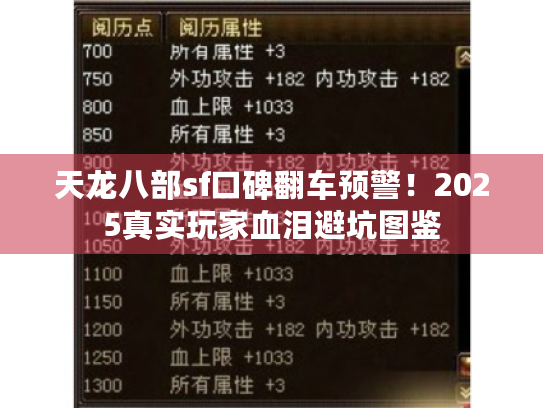 天龙八部sf口碑翻车预警!2025真实玩家血泪避坑图鉴 天龙八部sf口碑翻车预警!2025真实玩家血泪避坑图鉴
