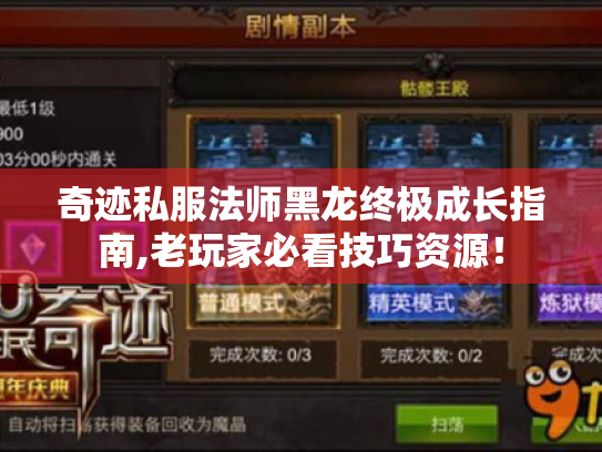 奇迹私服法师黑龙终极成长指南,老玩家必看技巧资源! 奇迹私服法师黑龙终极成长指南,老玩家必看技巧资源!