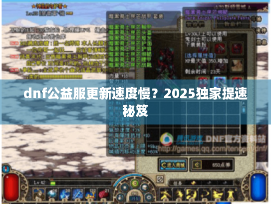 dnf公益服更新速度慢?2025独家提速秘笈 dnf公益服更新速度慢?2025独家提速秘笈
