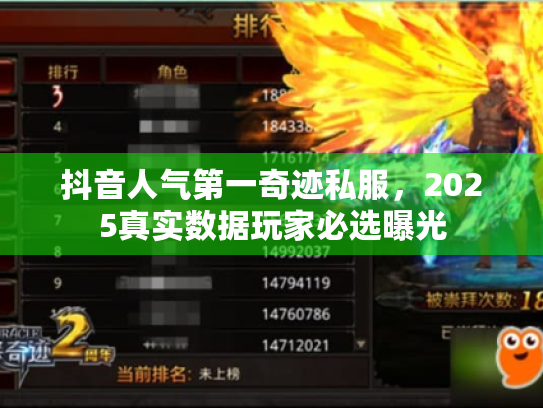 抖音人气第一奇迹私服,2025真实数据玩家必选曝光 抖音人气第一奇迹私服,2025真实数据玩家必选曝光