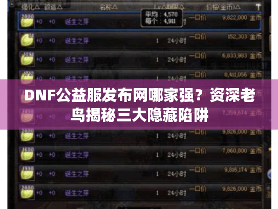 DNF公益服发布网哪家强？资深老鸟揭秘三大隐藏陷阱