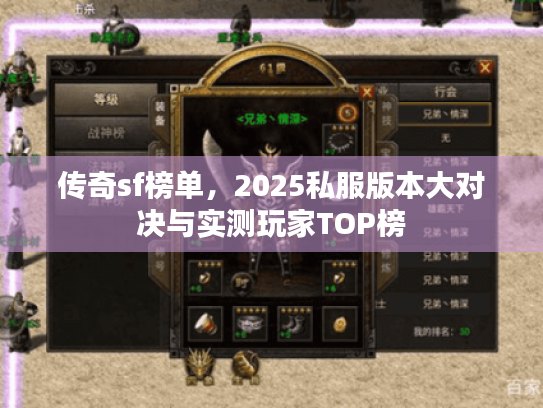 传奇sf榜单，2025私服版本大对决与实测玩家TOP榜
