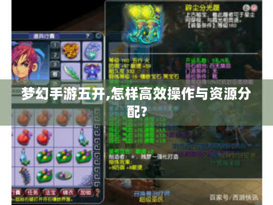 梦幻手游五开,怎样高效操作与资源分配? 梦幻手游五开,怎样高效操作与资源分配?