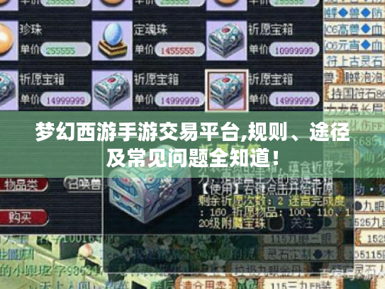 梦幻西游手游交易平台,规则、途径及常见问题全知道！