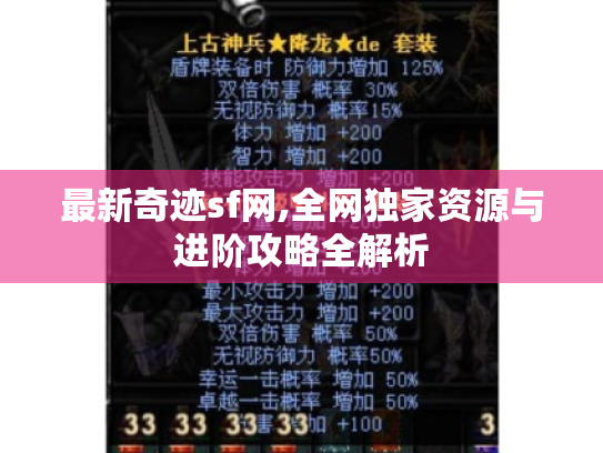 最新奇迹sf网,全网独家资源与进阶攻略全解析 最新奇迹sf网,全网独家资源与进阶攻略全解析