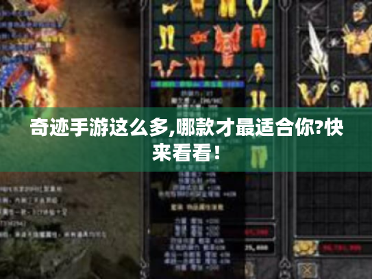 奇迹手游这么多,哪款才最适合你?快来看看! 奇迹手游这么多,哪款才最适合你?快来看看!