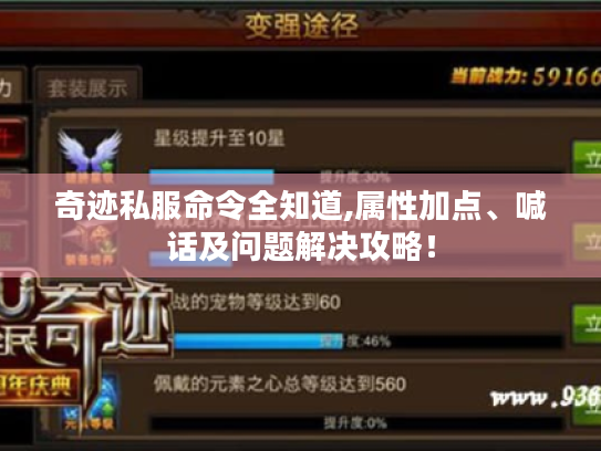 奇迹私服命令全知道,属性加点、喊话及问题解决攻略! 奇迹私服命令全知道,属性加点、喊话及问题解决攻略!