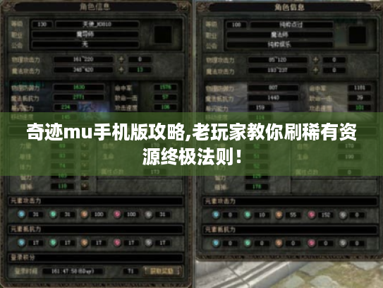 奇迹mu手机版攻略,老玩家教你刷稀有资源终极法则! 奇迹mu手机版攻略,老玩家教你刷稀有资源终极法则!