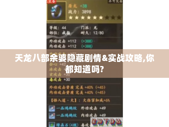 天龙八部余婆隐藏剧情&实战攻略,你都知道吗? 天龙八部余婆隐藏剧情&实战攻略,你都知道吗?