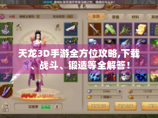 天龙3D手游全方位攻略,下载、战斗、锻造等全解答! 天龙3D手游全方位攻略,下载、战斗、锻造等全解答!