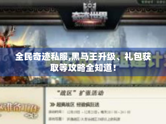 全民奇迹私服,黑马王升级、礼包获取等攻略全知道! 全民奇迹私服,黑马王升级、礼包获取等攻略全知道!