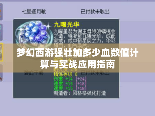 梦幻西游强壮加多少血数值计算与实战应用指南 梦幻西游强壮加多少血数值计算与实战应用指南