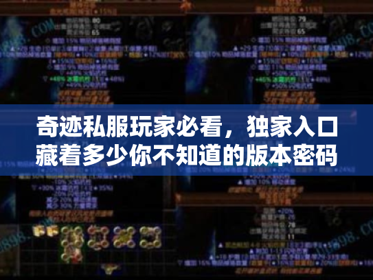 奇迹私服玩家必看,独家入口藏着多少你不知道的版本密码? 奇迹私服玩家必看,独家入口藏着多少你不知道的版本密码?