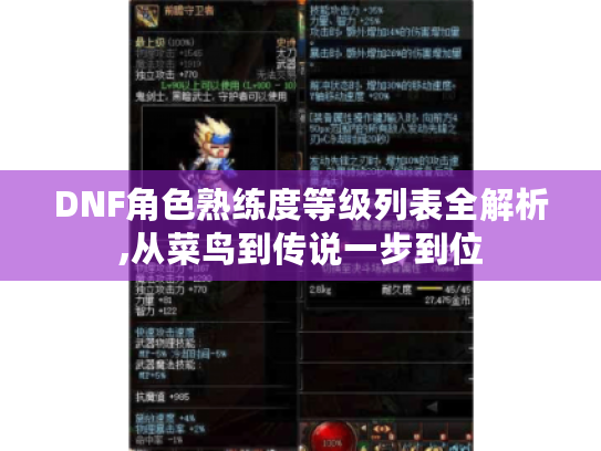 DNF角色熟练度等级列表全解析,从菜鸟到传说一步到位 DNF角色熟练度等级列表全解析,从菜鸟到传说一步到位