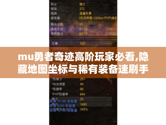 mu勇者奇迹高阶玩家必看,隐藏地图坐标与稀有装备速刷手册 mu勇者奇迹高阶玩家必看,隐藏地图坐标与稀有装备速刷手册