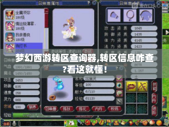 梦幻西游转区查询器,转区信息咋查?看这就懂! 梦幻西游转区查询器,转区信息咋查?看这就懂!