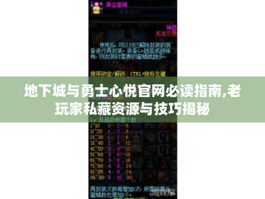 地下城与勇士心悦官网必读指南,老玩家私藏资源与技巧揭秘 地下城与勇士心悦官网必读指南,老玩家私藏资源与技巧揭秘