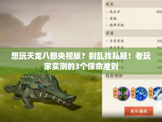 想玩天龙八部央视版?别乱找私服!老玩家实测的3个保命准则 想玩天龙八部央视版?别乱找私服!老玩家实测的3个保命准则