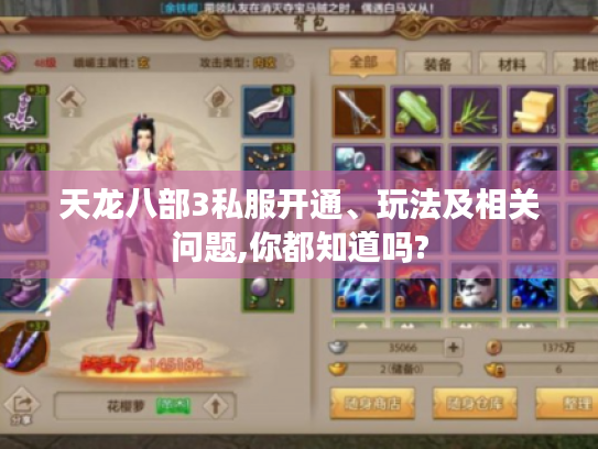 天龙八部3私服开通、玩法及相关问题,你都知道吗? 天龙八部3私服开通、玩法及相关问题,你都知道吗?