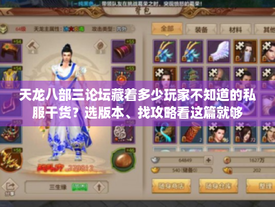 天龙八部三论坛藏着多少玩家不知道的私服干货？选版本、找攻略看这篇就够