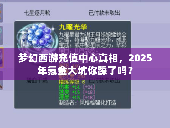 梦幻西游充值中心真相,2025年氪金大坑你踩了吗? 梦幻西游充值中心真相,2025年氪金大坑你踩了吗?
