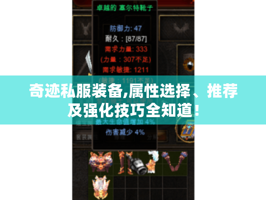 奇迹私服装备,属性选择、推荐及强化技巧全知道! 奇迹私服装备,属性选择、推荐及强化技巧全知道!