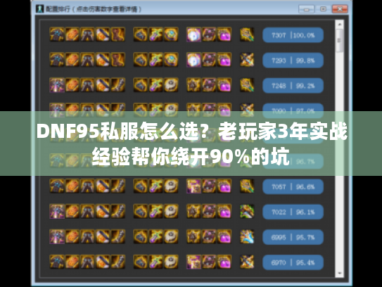 DNF95私服怎么选?老玩家3年实战经验帮你绕开90%的坑 DNF95私服怎么选?老玩家3年实战经验帮你绕开90%的坑