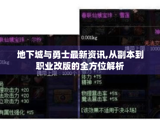 地下城与勇士最新资讯,从副本到职业改版的全方位解析 地下城与勇士最新资讯,从副本到职业改版的全方位解析