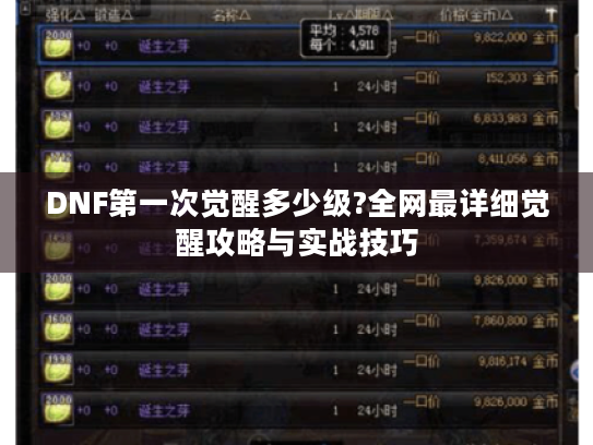 DNF第一次觉醒多少级?全网最详细觉醒攻略与实战技巧 DNF第一次觉醒多少级?全网最详细觉醒攻略与实战技巧