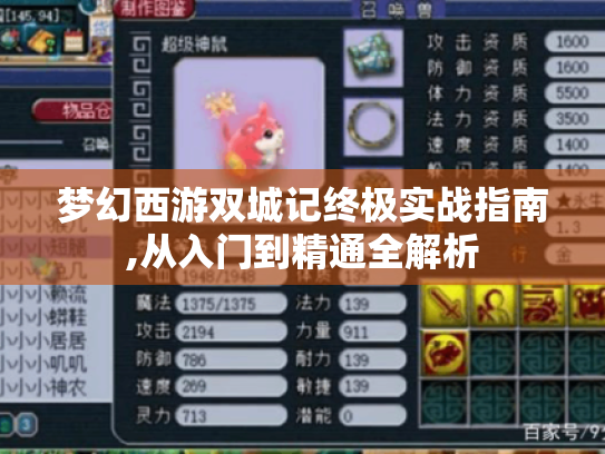 梦幻西游双城记终极实战指南,从入门到精通全解析