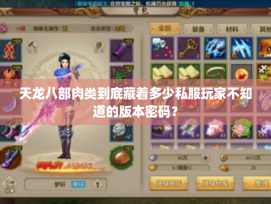 天龙八部肉类到底藏着多少私服玩家不知道的版本密码？