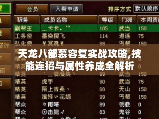 天龙八部慕容复实战攻略,技能连招与属性养成全解析 天龙八部慕容复实战攻略,技能连招与属性养成全解析