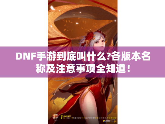 DNF手游到底叫什么?各版本名称及注意事项全知道! DNF手游到底叫什么?各版本名称及注意事项全知道!