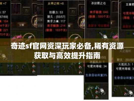 奇迹sf官网资深玩家必备,稀有资源获取与高效提升指南