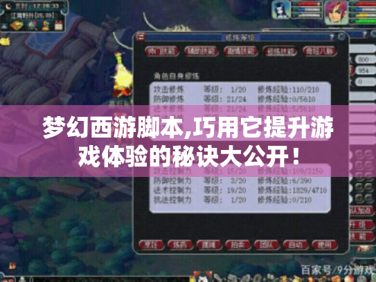 梦幻西游脚本,巧用它提升游戏体验的秘诀大公开! 梦幻西游脚本,巧用它提升游戏体验的秘诀大公开!