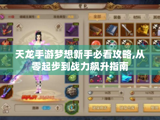 天龙手游梦想新手必看攻略,从零起步到战力飙升指南 天龙手游梦想新手必看攻略,从零起步到战力飙升指南