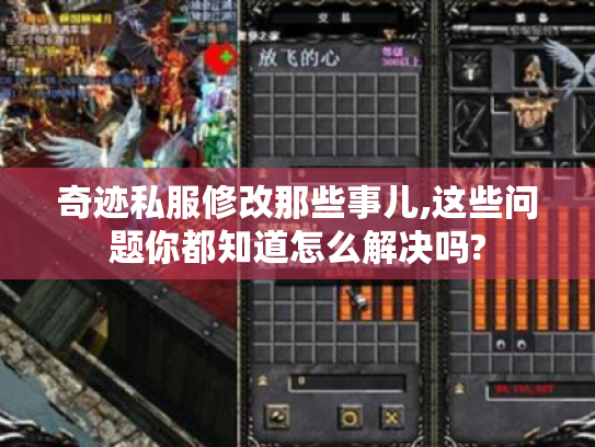奇迹私服修改那些事儿,这些问题你都知道怎么解决吗? 奇迹私服修改那些事儿,这些问题你都知道怎么解决吗?
