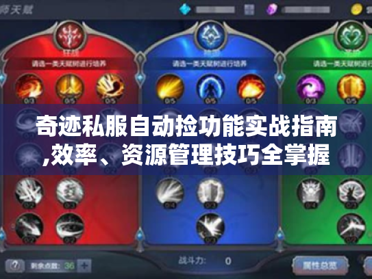 奇迹私服自动捡功能实战指南,效率、资源管理技巧全掌握 奇迹私服自动捡功能实战指南,效率、资源管理技巧全掌握