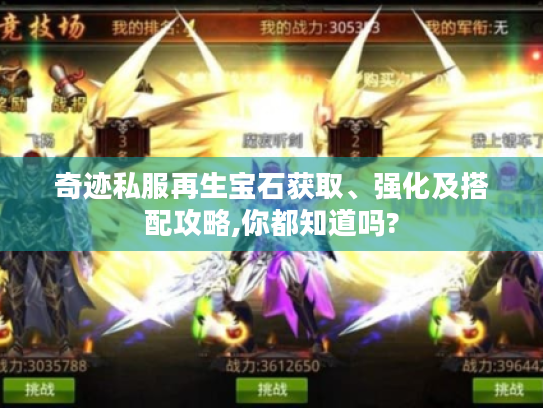 奇迹私服再生宝石获取、强化及搭配攻略,你都知道吗? 奇迹私服再生宝石获取、强化及搭配攻略,你都知道吗?