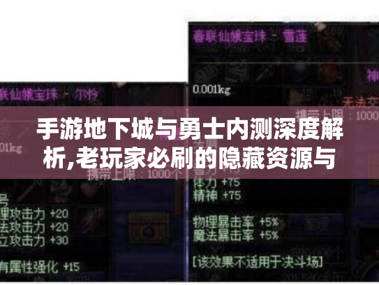 手游地下城与勇士内测深度解析,老玩家必刷的隐藏资源与实战技巧 手游地下城与勇士内测深度解析,老玩家必刷的隐藏资源与实战技巧
