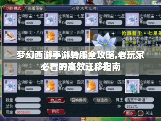 梦幻西游手游转服全攻略,老玩家必看的高效迁移指南