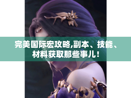 完美国际宏攻略,副本、技能、材料获取那些事儿! 完美国际宏攻略,副本、技能、材料获取那些事儿!