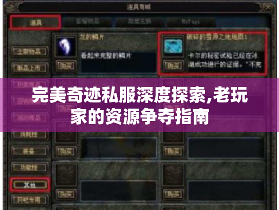 完美奇迹私服深度探索,老玩家的资源争夺指南 完美奇迹私服深度探索,老玩家的资源争夺指南