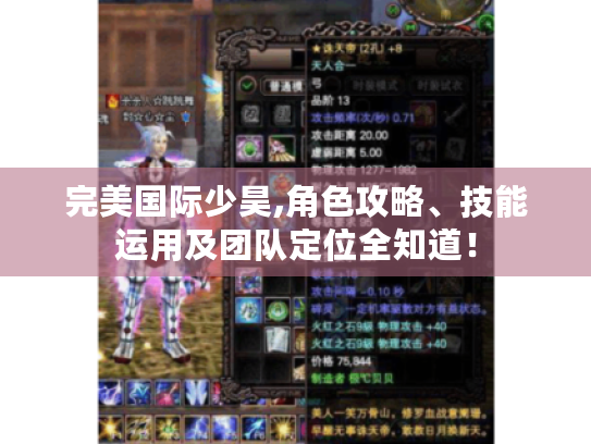 完美国际少昊,角色攻略、技能运用及团队定位全知道! 完美国际少昊,角色攻略、技能运用及团队定位全知道!