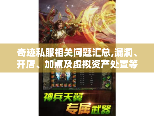 奇迹私服相关问题汇总,漏洞、开店、加点及虚拟资产处置等 奇迹私服相关问题汇总,漏洞、开店、加点及虚拟资产处置等