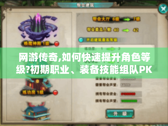 网游传奇,如何快速提升角色等级?初期职业、装备技能组队PK全攻略 网游传奇,如何快速提升角色等级?初期职业、装备技能组队PK全攻略
